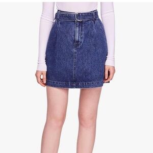 Free People Belted Denim Skirt